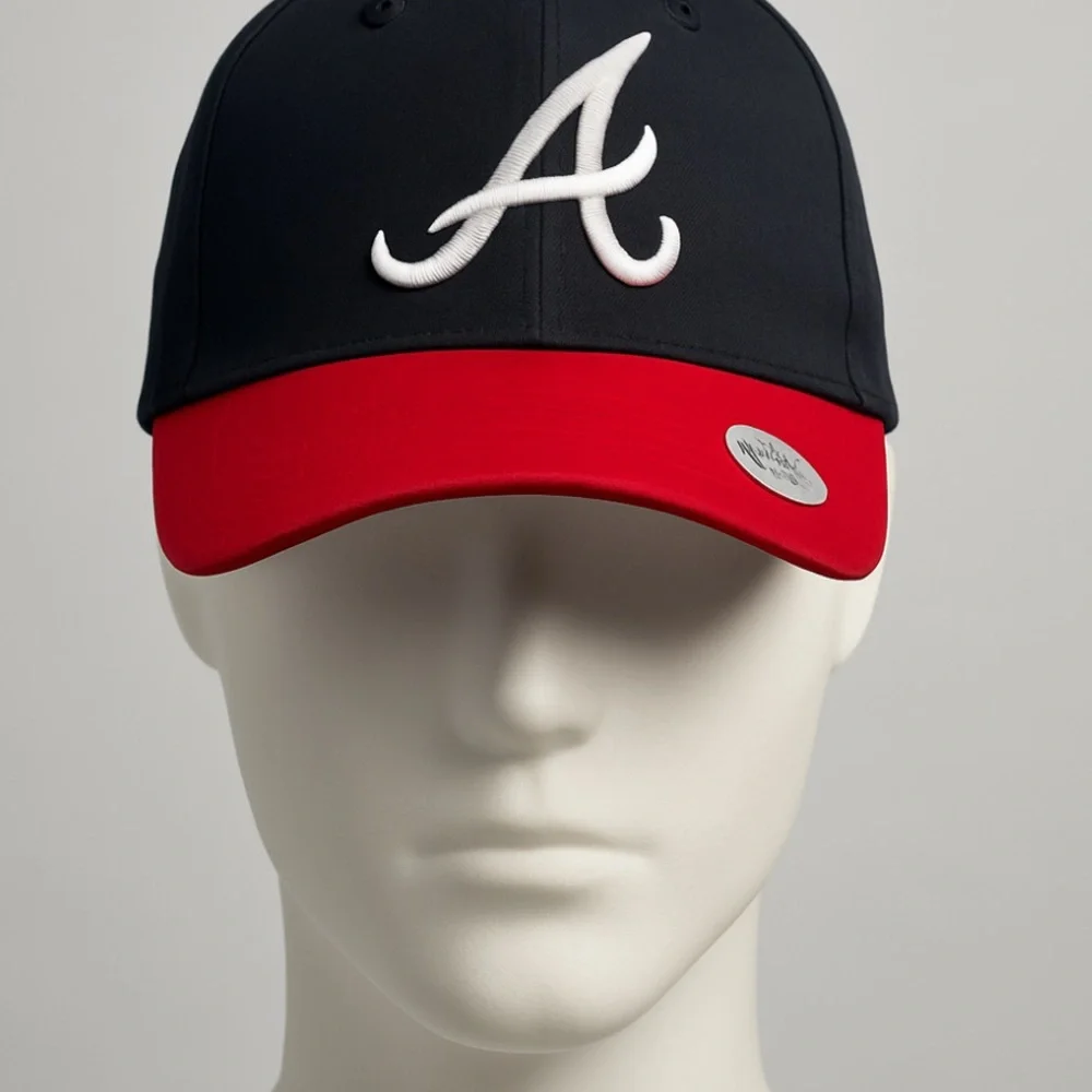 Atlanta Braves MLB Baseball Cap Genuine Merchandise Black/Red New (B9)✨